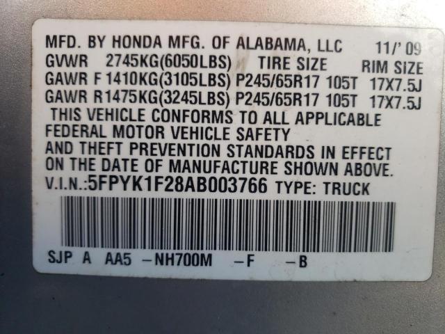 Photo 10 from auction – 2010 HONDA RIDGELINE with VIN 5FPYK1F28AB003766