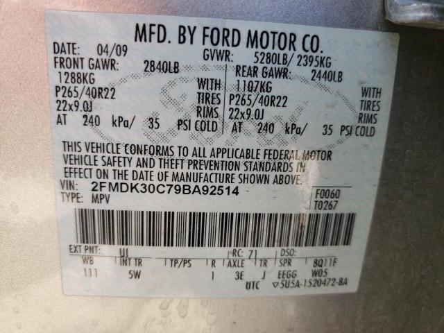 Photo 10 from auction – 2009 FORD EDGE SPORT with VIN 2FMDK30C79BA92514
