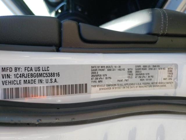 Photo 10 from auction – 2021 JEEP GRAND CHER with VIN 1C4RJEBG6MC538816