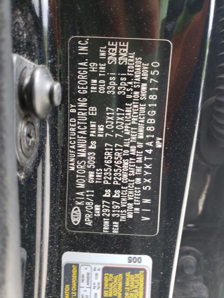 Photo 10 from auction – 2011 KIA SORENTO BA with VIN 5XYKT4A18BG181750