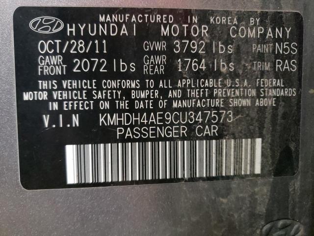 Photo 10 from auction – 2012 HYUNDAI ELANTRA GL with VIN KMHDH4AE9CU347573