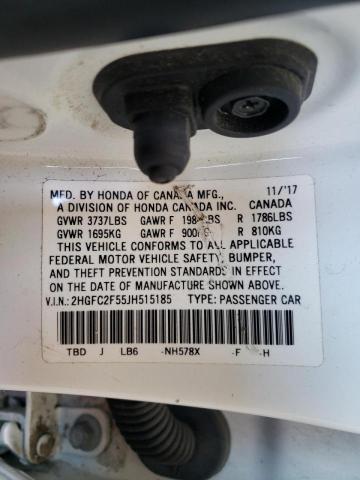 Photo 10 from auction – 2018 HONDA CIVIC LX with VIN 2HGFC2F55JH515185