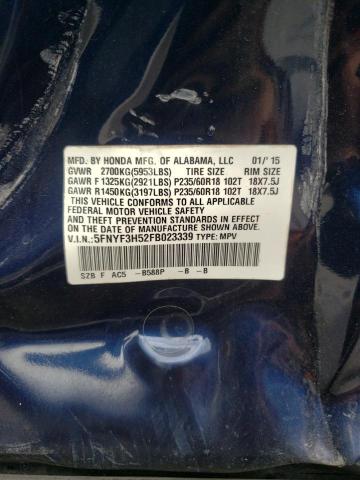 Photo 10 from auction – 2015 HONDA PILOT EXL with VIN 5FNYF3H52FB023339