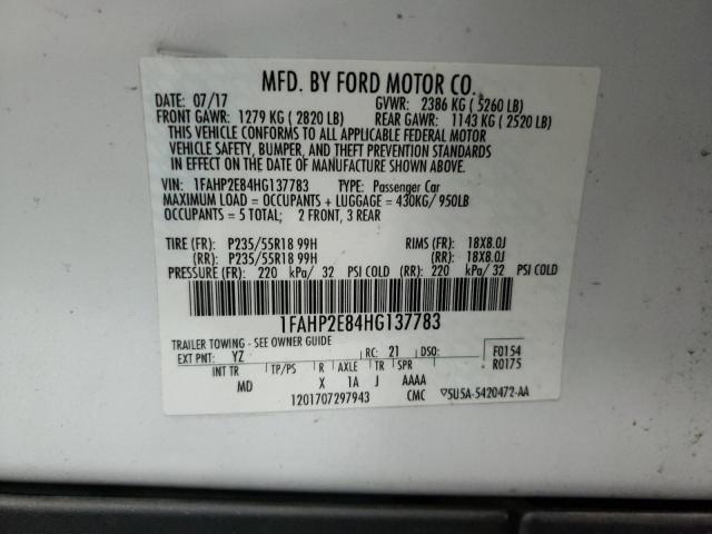 Photo 10 from auction – 2017 FORD TAURUS SEL with VIN 1FAHP2E84HG137783