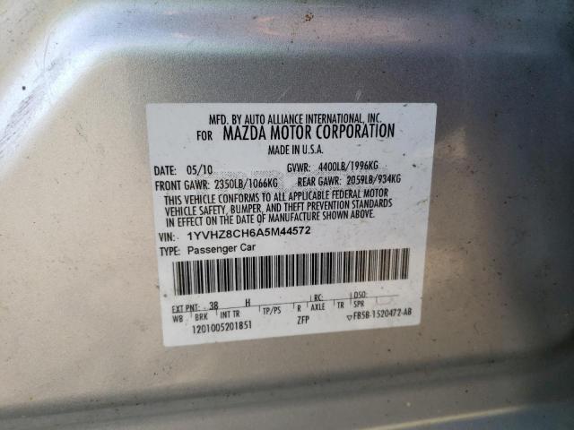 Photo 10 from auction – 2010 MAZDA 6 I with VIN 1YVHZ8CH6A5M44572