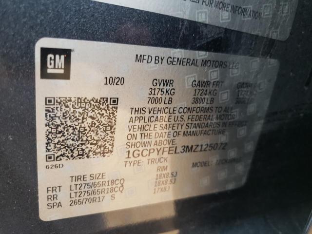Photo 10 from auction – 2021 CHEVROLET SILVERADO with VIN 1GCPYFEL3MZ125072