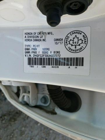 Photo 10 from auction – 2018 HONDA CIVIC LX with VIN 2HGFC2F5XJH002272