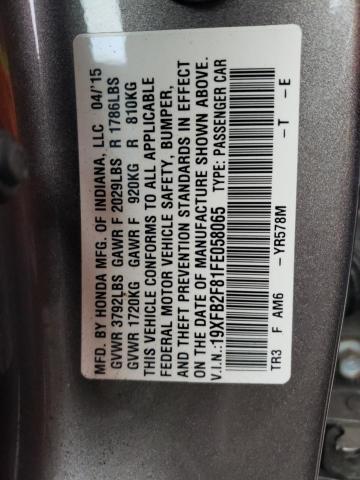 Photo 10 from auction – 2015 HONDA CIVIC EX with VIN 19XFB2F81FE058065