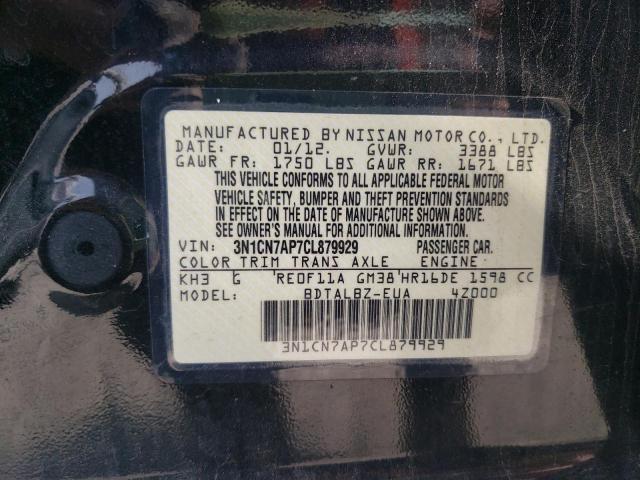 Photo 10 from auction – 2012 NISSAN VERSA with VIN 3N1CN7AP7CL879929