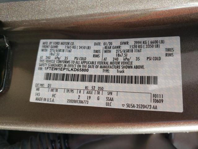 Photo 10 from auction – 2020 FORD F150 SUPER with VIN 1FTEW1EP1LKD65800