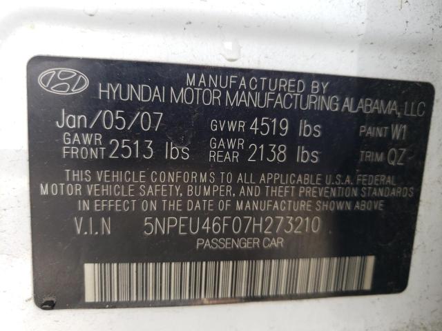 Photo 10 from auction – 2007 HYUNDAI SONATA SE with VIN 5NPEU46F07H273210