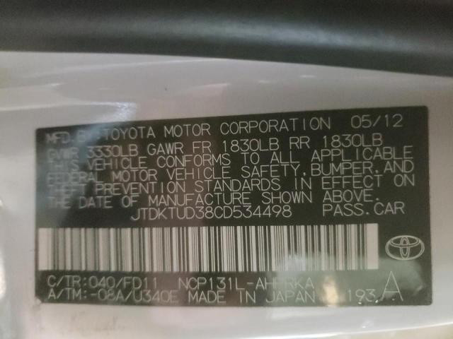 Photo 10 from auction – 2012 TOYOTA YARIS with VIN JTDKTUD38CD534498