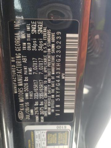 Photo 10 from auction – 2017 KIA SORENTO LX with VIN 5XYPG4A3XHG230239
