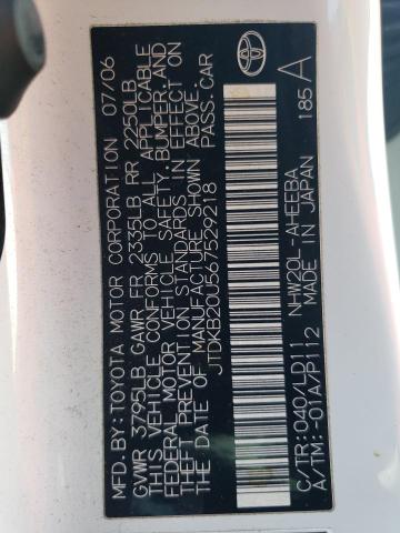 TOYOTA PRIUS 2006 with VIN JTDKB20U567529218 - Photo from auction