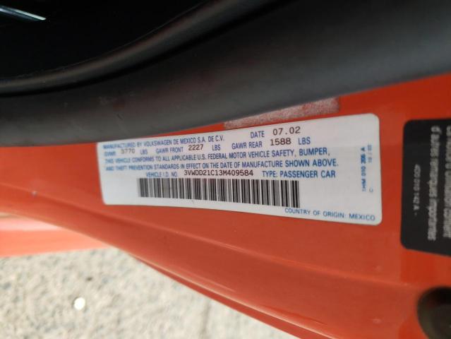 Photo 1 from auction – 2003 VOLKSWAGEN NEW BEETLE with VIN 3VWDD21C13M409584