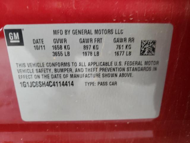 Photo 10 from auction – 2012 CHEVROLET SONIC LT with VIN 1G1JC6SH4C4114414