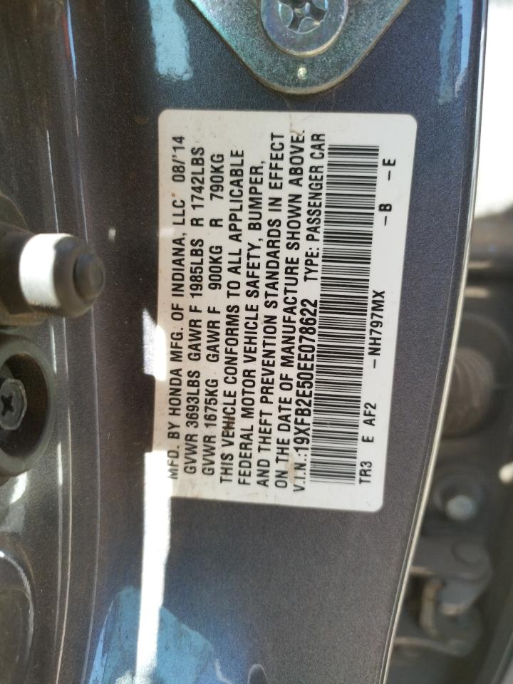 Foto 10 de la subasta – 2014 HONDA CIVIC LX con VIN 19XFB2E50EE078622