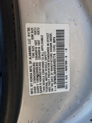 Photo 10 from auction – 2005 HONDA ODYSSEY EX with VIN 5FNRL38495B405774