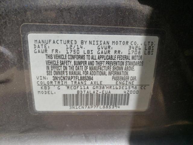 Photo 10 from auction – 2015 NISSAN VERSA S with VIN 3N1CN7AP7FL885394