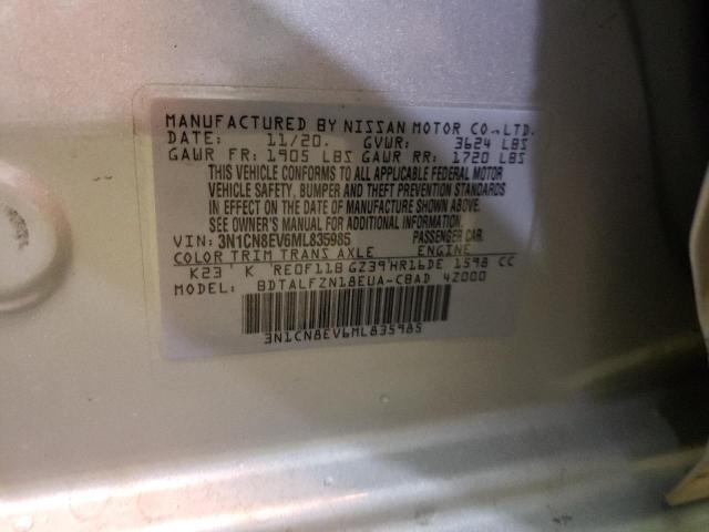 NISSAN VERSA SV 2021 with VIN 3N1CN8EV6ML835985 - Photo from auction