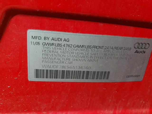 Photo 10 from auction – 2006 AUDI A4 2.0T QU with VIN WAUDF78E56A134740