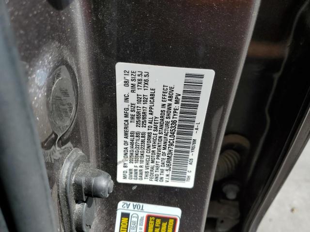 Photo 10 from auction – 2012 HONDA CR-V EXL with VIN 5J6RM3H79CL045336