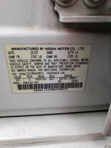 Photo 10 from auction – 2008 NISSAN ALTIMA 2.5 with VIN 1N4AL21E38N439635