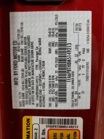 Photo 10 from auction – 2021 FORD MUSTANG with VIN 1FA6P8TH8M5149213