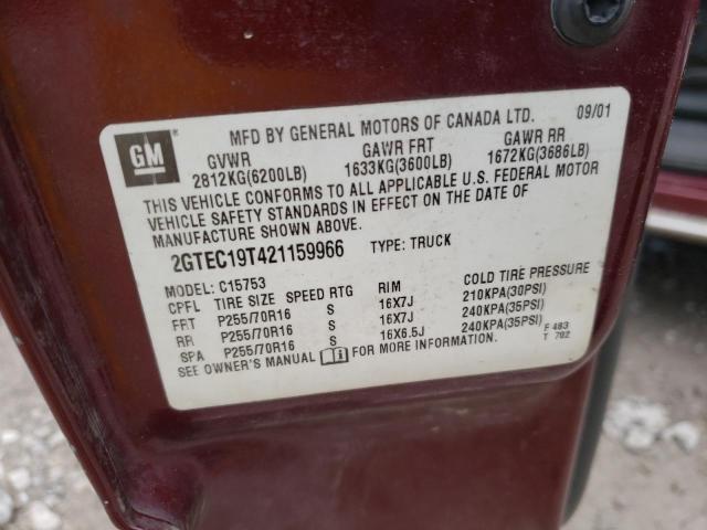 Photo 10 from auction – 2002 GMC NEW SIERRA with VIN 2GTEC19T421159966