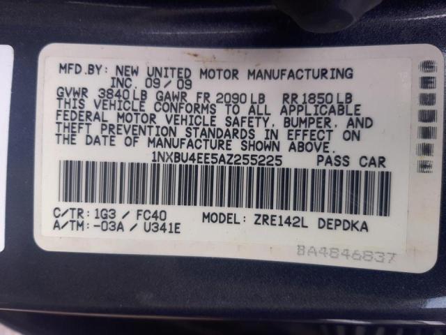 Photo 10 from auction – 2010 TOYOTA COROLLA BA with VIN 1NXBU4EE5AZ255225