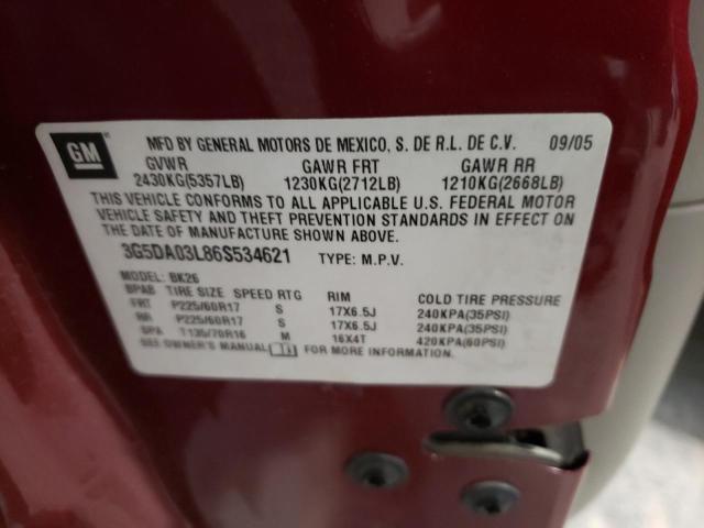 Photo 10 from auction – 2006 BUICK RENDEZVOUS with VIN 3G5DA03L86S534621