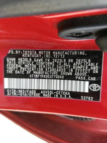 Photo 10 from auction – 2014 TOYOTA CAMRY L with VIN 4T1BF1FK0EU770040