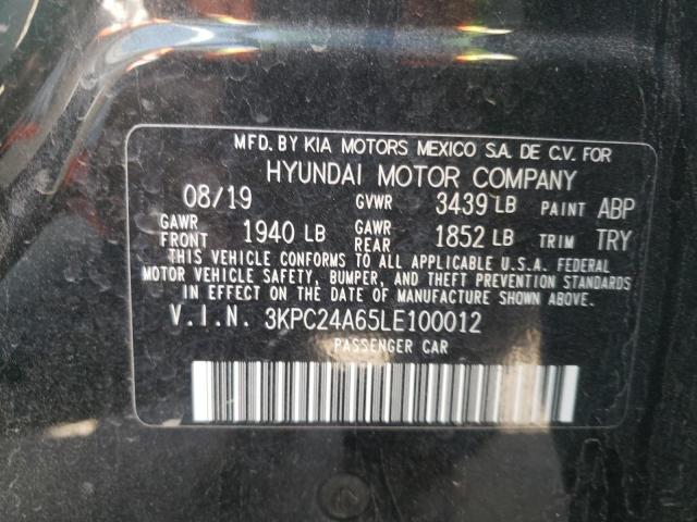Photo 10 from auction – 2020 HYUNDAI ACCENT SE with VIN 3KPC24A65LE100012