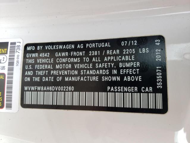 Photo 10 from auction – 2013 VOLKSWAGEN EOS LUX with VIN WVWFW8AH6DV002260