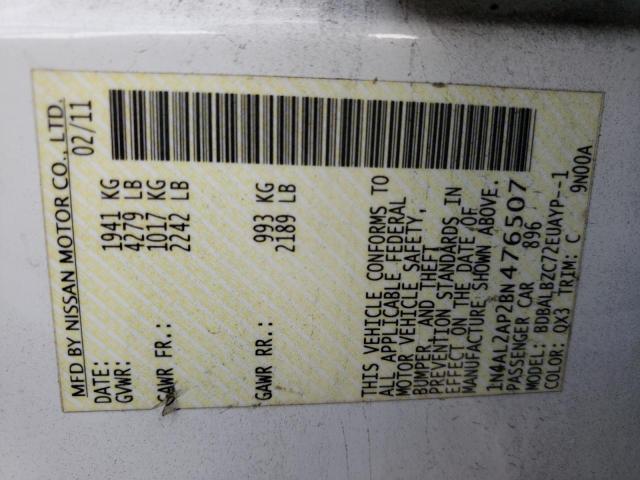 Photo 10 from auction – 2011 NISSAN ALTIMA BAS with VIN 1N4AL2AP2BN476507