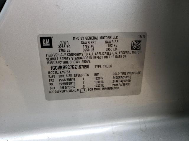 Photo 10 from auction – 2016 CHEVROLET SILVERADO with VIN 1GCVKREC7GZ167890