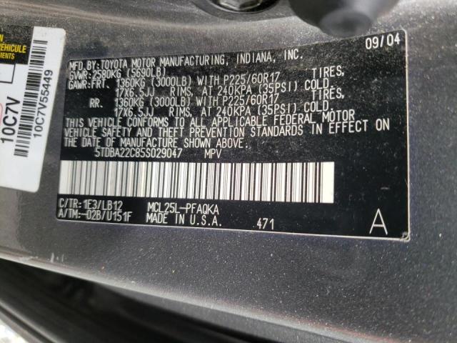Photo 10 from auction – 2005 TOYOTA SIENNA XLE with VIN 5TDBA22C85S029047