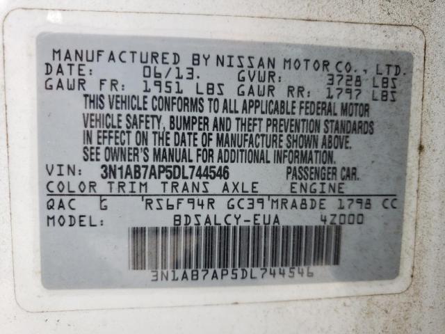 Photo 10 from auction – 2013 NISSAN SENTRA S with VIN 3N1AB7AP5DL744546
