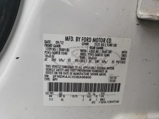 Photo 10 from auction – 2013 FORD EDGE SEL with VIN 2FMDK4JCXDBA96800