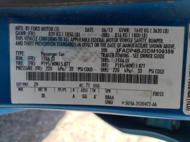 Photo 10 from auction – 2013 FORD FIESTA SE with VIN 3FADP4BJ3DM109359