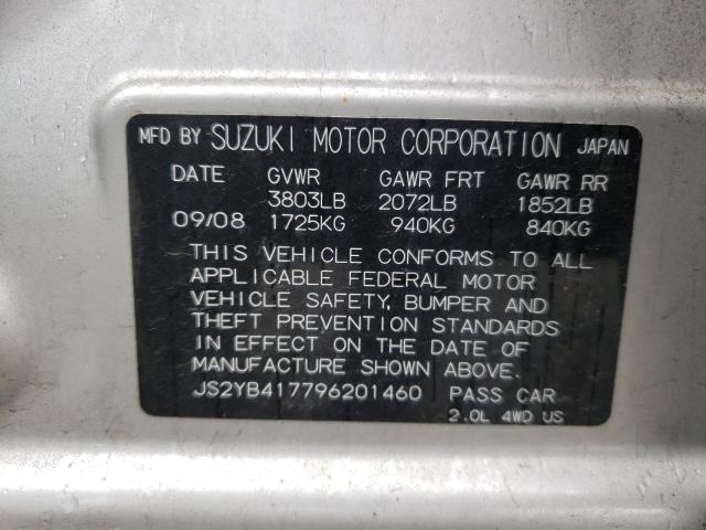 Photo 10 from auction – 2009 SUZUKI SX4 TOURIN with VIN JS2YB417796201460