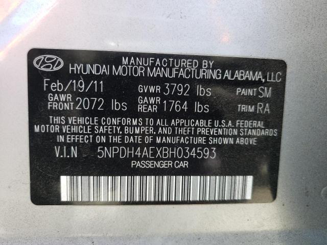 HYUNDAI ELANTRA GL 2011 with VIN 5NPDH4AEXBH034593 - Photo from auction