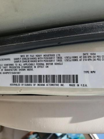 Photo 10 from auction – 2005 SUBARU LEGACY OUT with VIN 4S4BP67C154341667