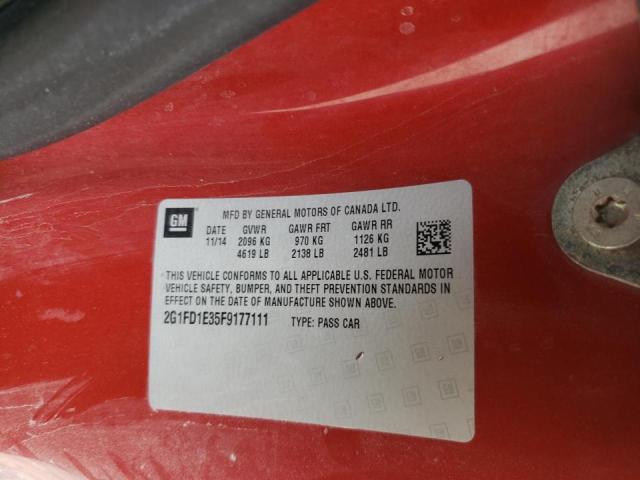 Photo 10 from auction – 2015 CHEVROLET CAMARO LT with VIN 2G1FD1E35F9177111