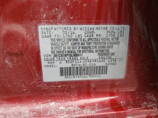 Photo 10 from auction – 2016 NISSAN VERSA S with VIN 3N1CN7AP1GL900411