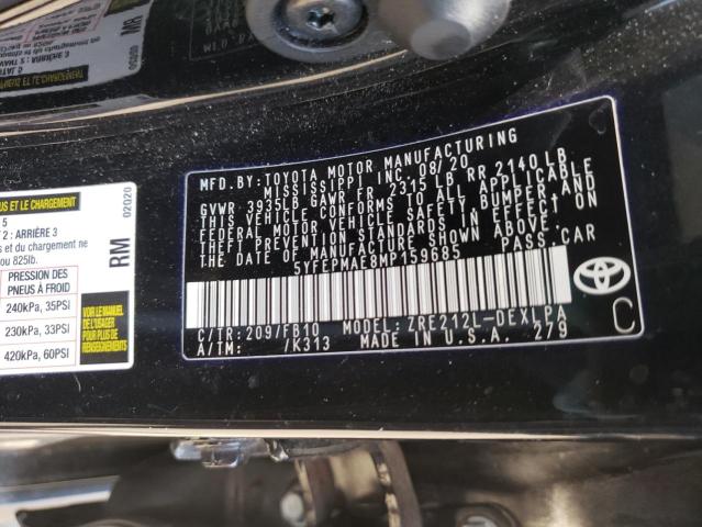 Photo 10 from auction – 2021 TOYOTA COROLLA LE with VIN 5YFEPMAE8MP159685