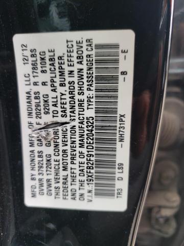 Photo 10 from auction – 2013 HONDA CIVIC EXL with VIN 19XFB2F91DE204325