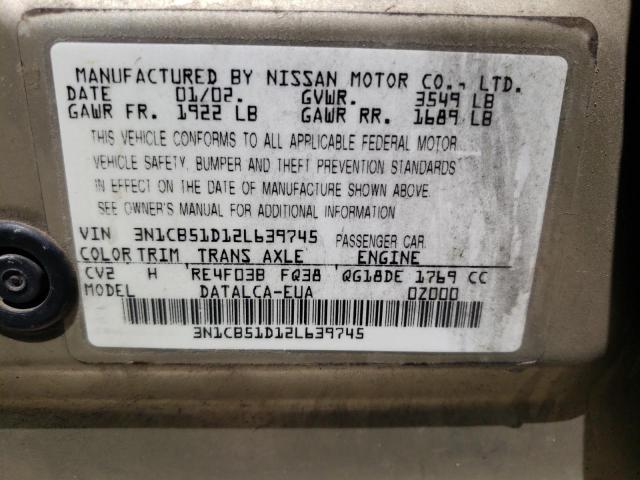 Photo 10 from auction – 2002 NISSAN SENTRA XE with VIN 3N1CB51D12L639745
