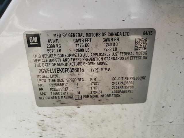 Photo 10 from auction – 2015 GMC TERRAIN SL with VIN 2GKFLWEK0F6356015
