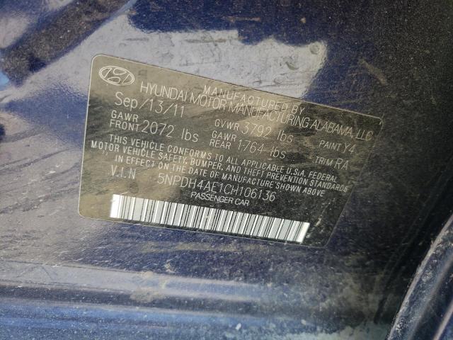 Photo 10 from auction – 2012 HYUNDAI ELANTRA GL with VIN 5NPDH4AE1CH106136